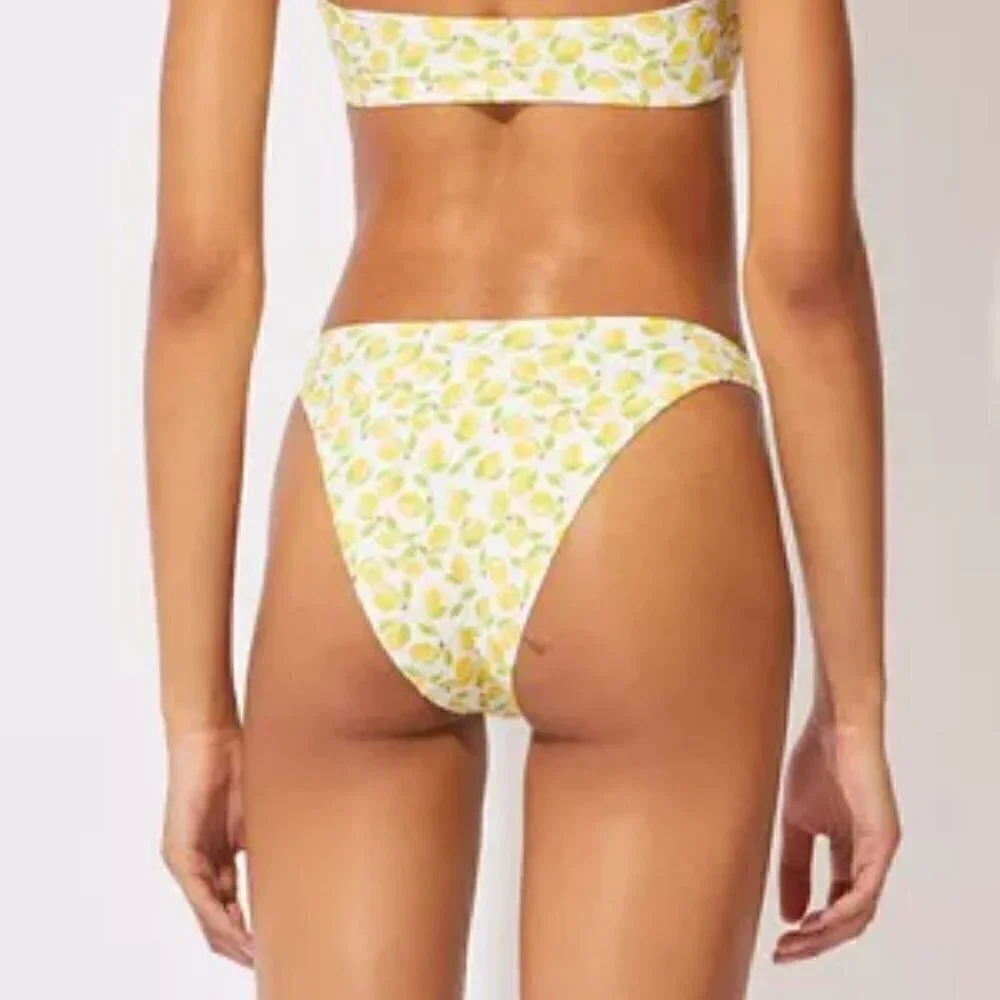 New Solid & Striped The Tati High Waisted Lemon Print Swim Bikini Bottoms NWT XL